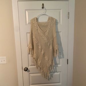 Sweater poncho with hood